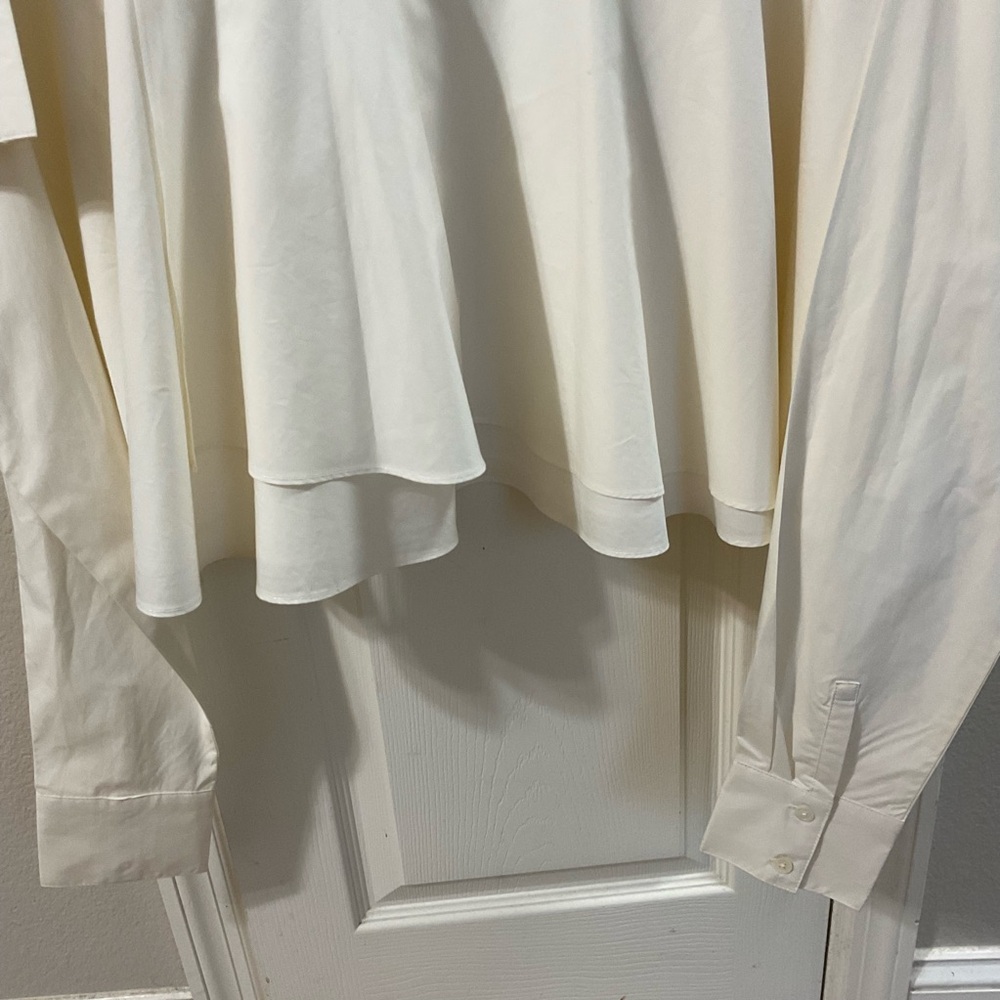 Derek Lam 10 Crosby White Tie-Front Shirt Dress | Peplum Hem ,Chic Minimalist LG - Picture 13 of 16